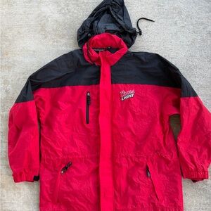 Vtg Dunbrooke Men’s XL Windbreaker Red Jacket Hoodie Full Zip Coors  Light Logo